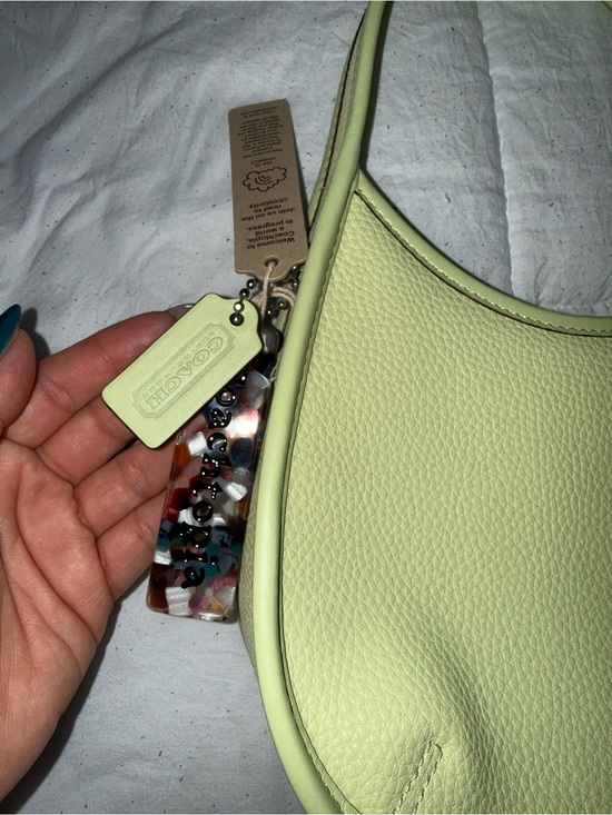Coach Handbags - Coach Light Lime Pebbled Leather Hobo Bag with Multicolor Charm